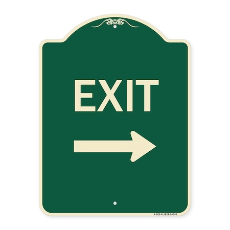 Signmission Exit With Right Arrow 3 Heavy-Gauge Aluminum Architectural Sign, 24" H, 18" L, G-1824-24045 A-DES-G-1824-24045